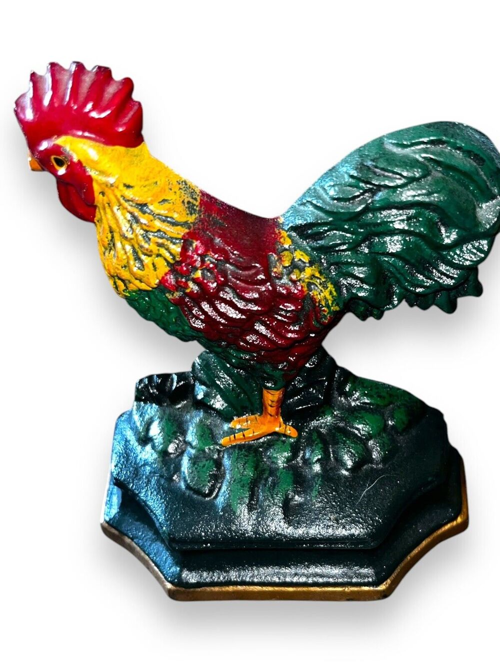Vintage Cast Iron Rooster Door Stop Farmhouse Country Primitive Decor